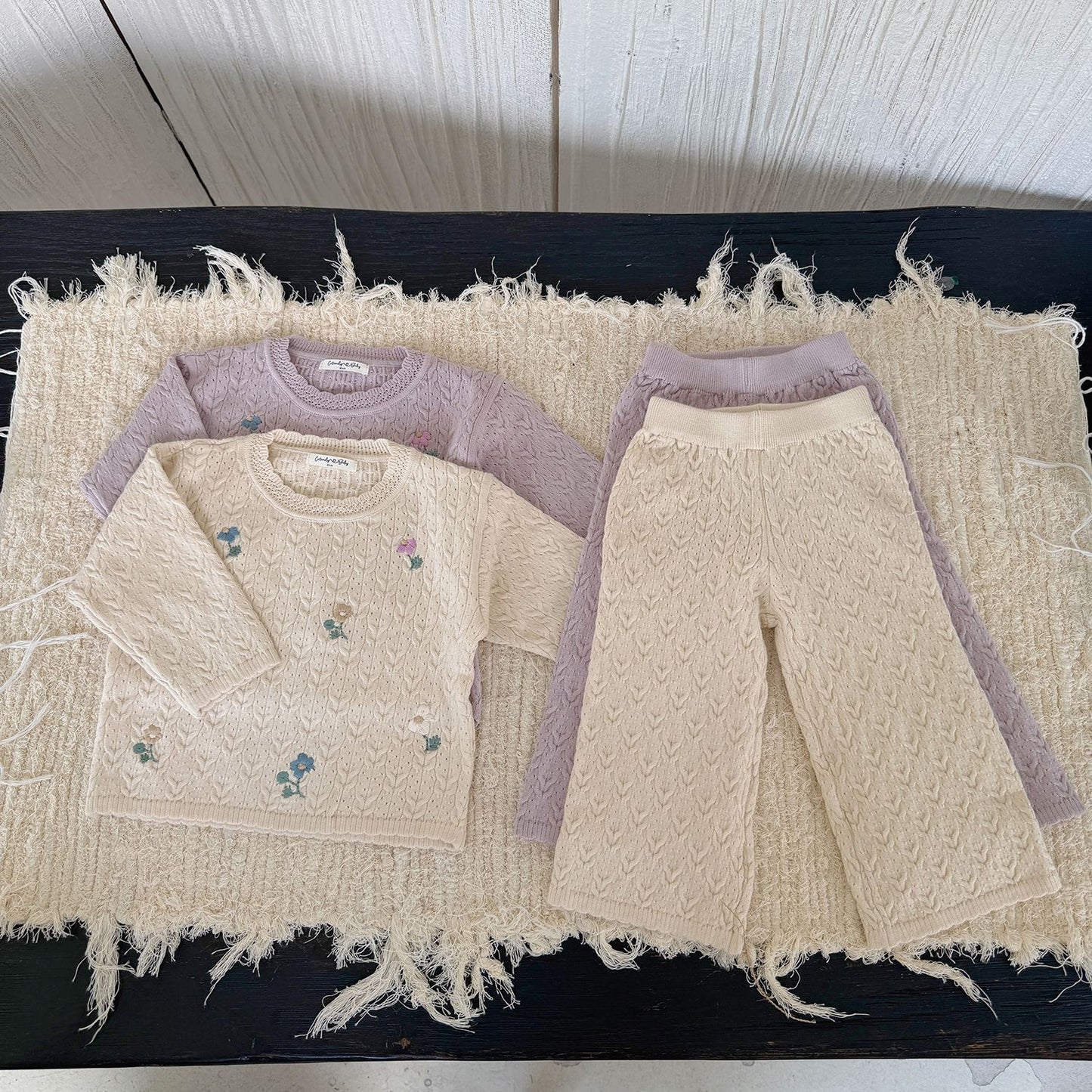 girls' embroidered sweater + wide-leg long pants 2-piece set