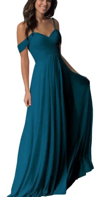 Women's off-the-shoulder chiffon pleated  gown