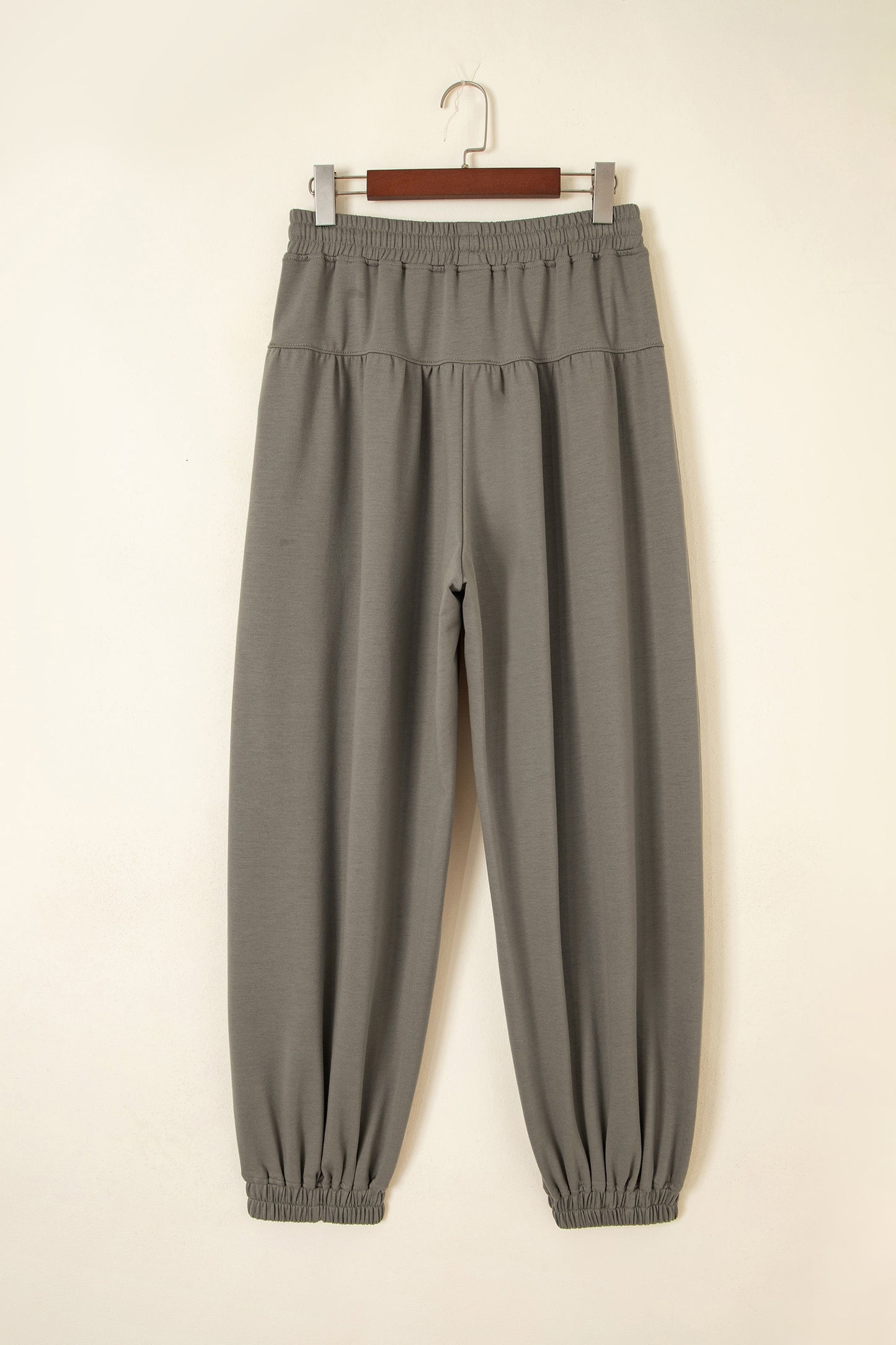 Dirty blue Elastic Waist Drawstring Wide Leg Full Length Pants