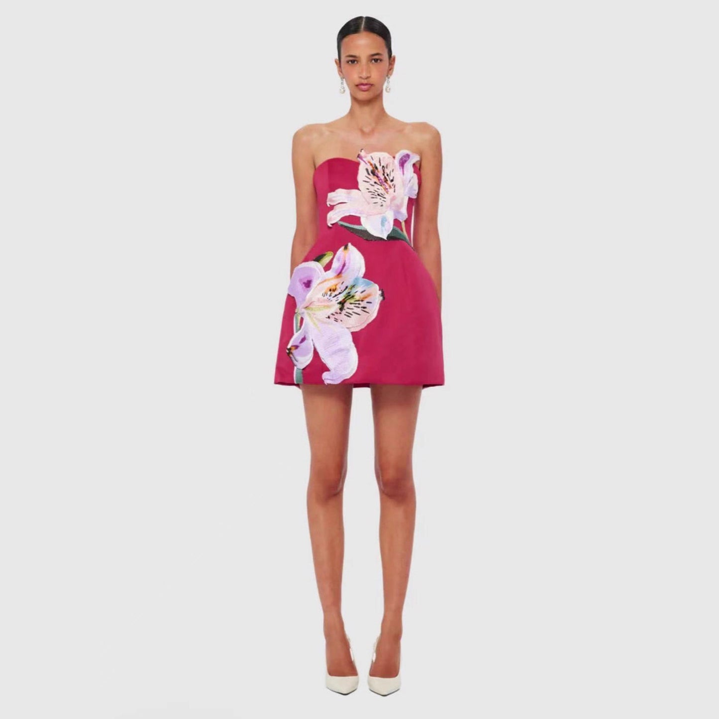 Hand-stitched beaded strapless dress