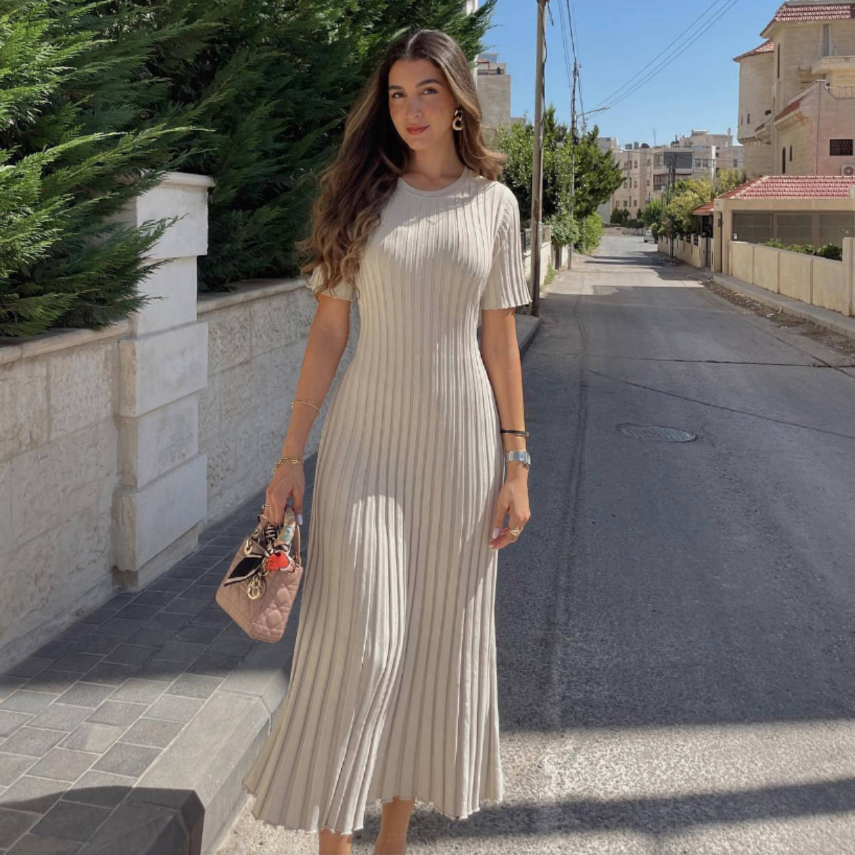 slimming knitted long dress