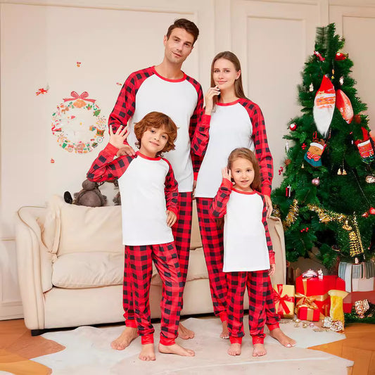 new red and white plaid Christmas family pajamas