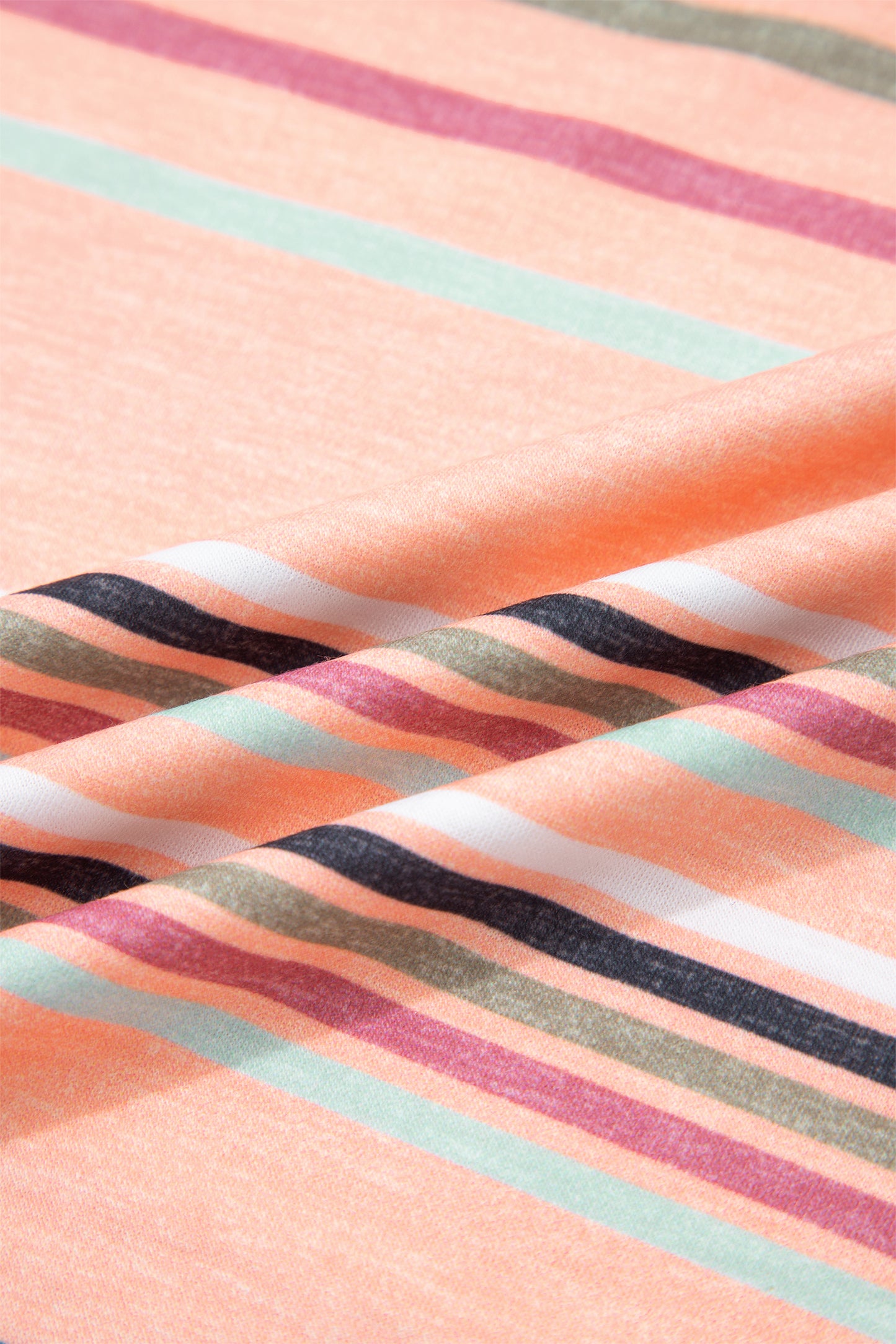 Pink Multicolor Stripes Crew Neck T Shirt
