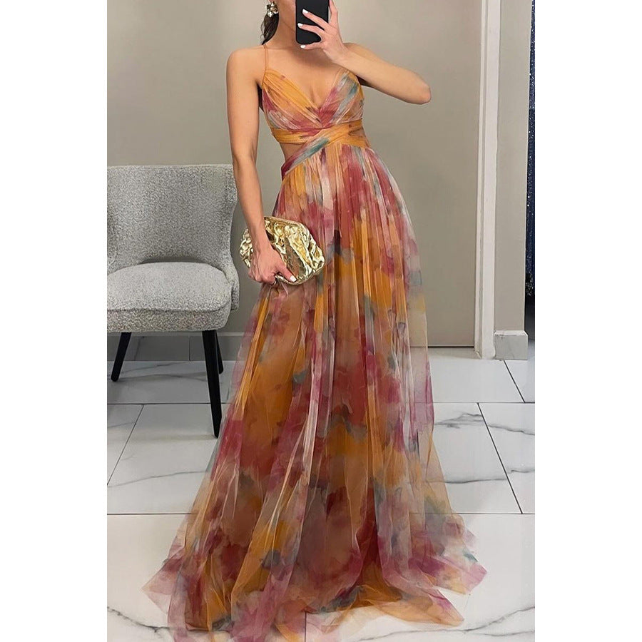 flowy printed party dress