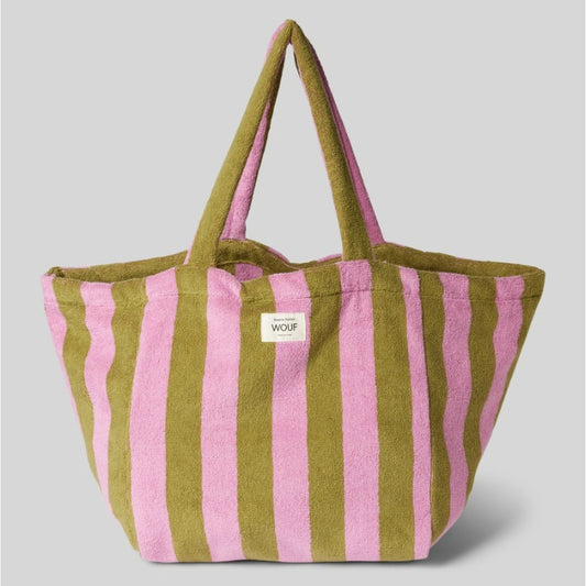 towel fabric striped tote bag