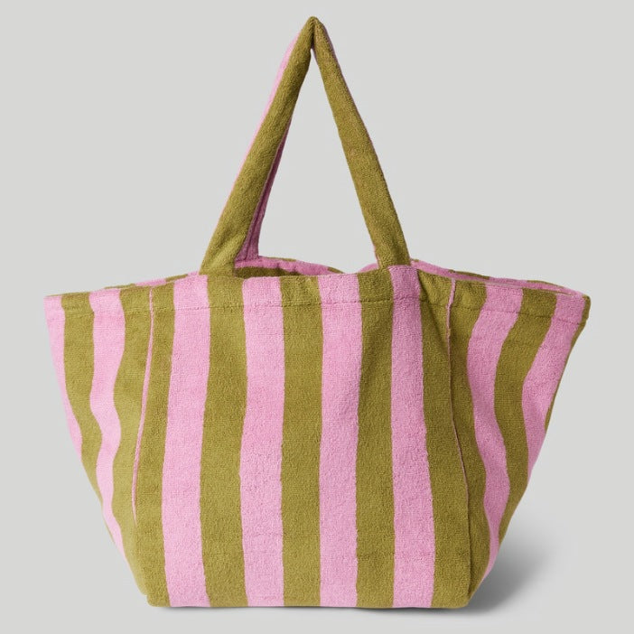 towel fabric striped tote bag