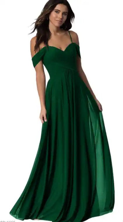 Women's off-the-shoulder chiffon pleated  gown