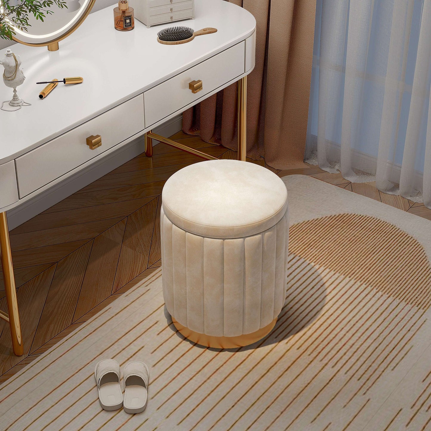 round makeup stool with storage