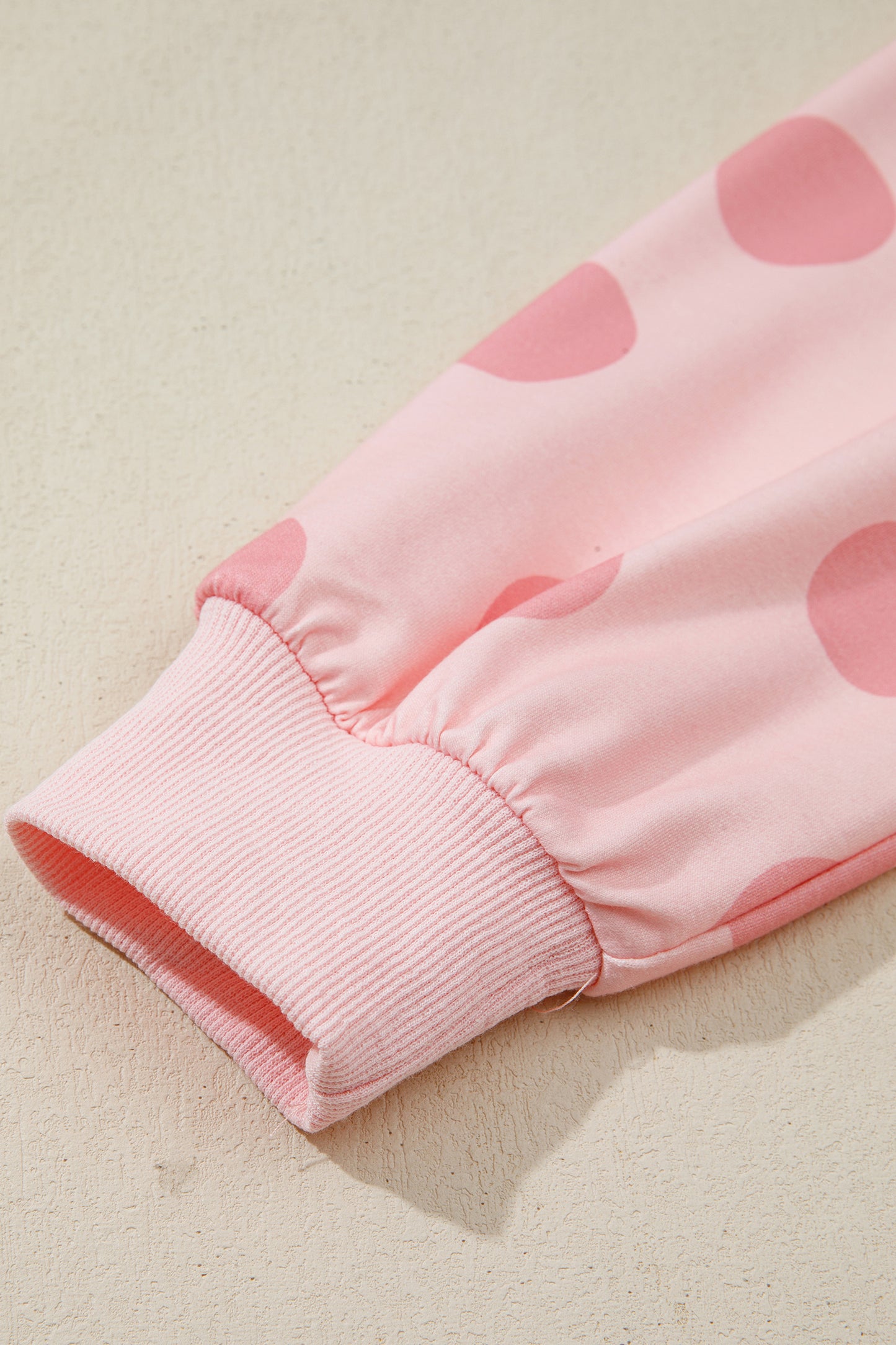 Pink Polka Dot Printed Long Sleeve Flared Mini Dress