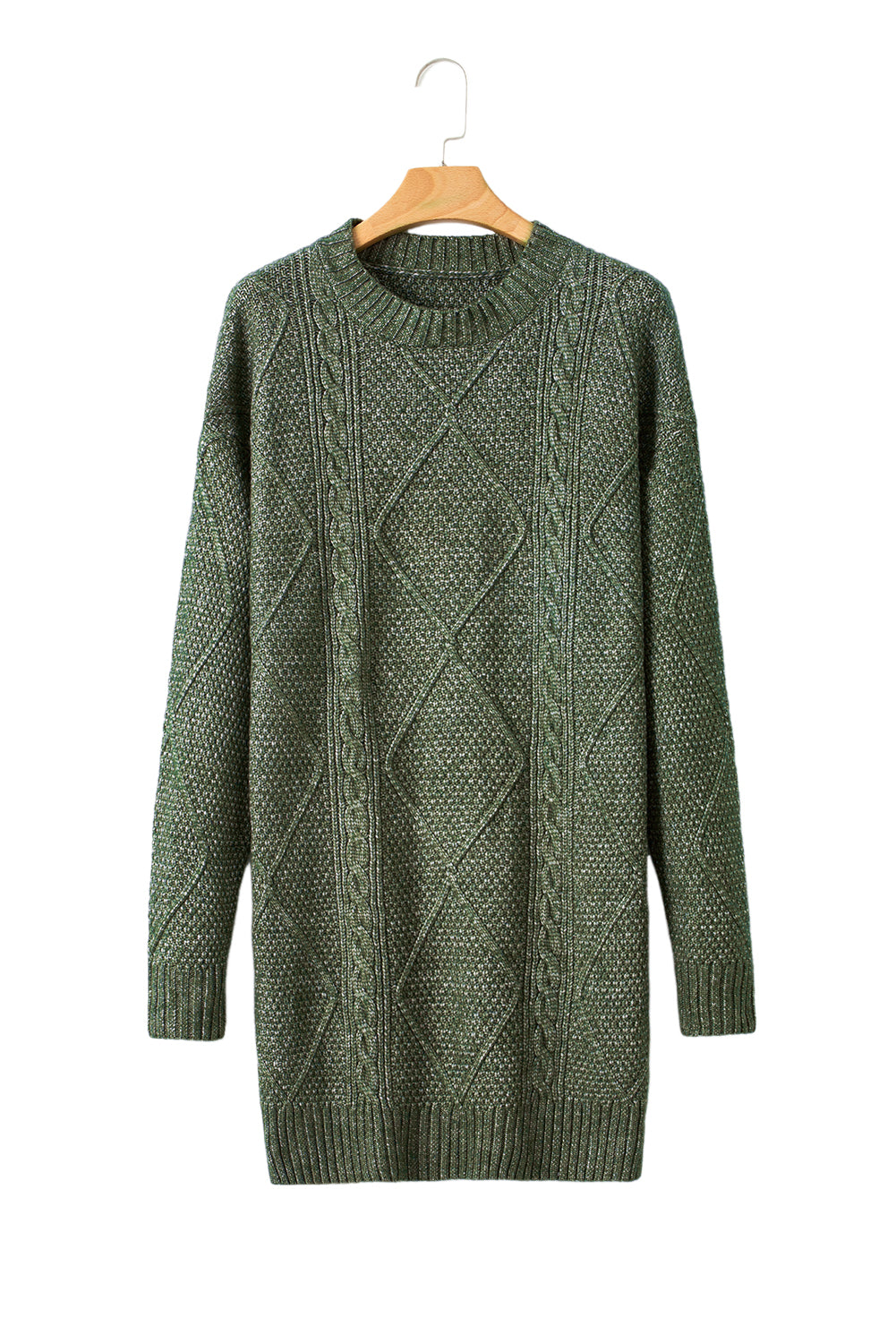 Burgundy Cable Knit Drop Shoulder Loose Fit Sweater Dress