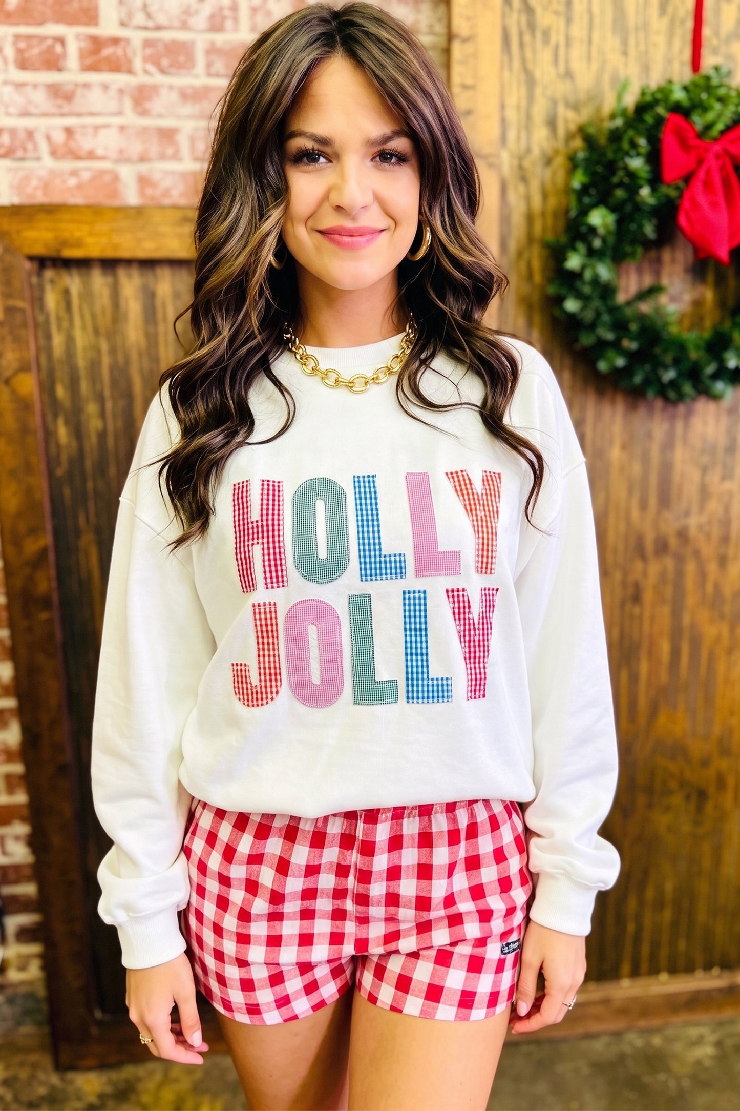 White Christmas Slogan Round Neck Long Sleeve Sweatshirt