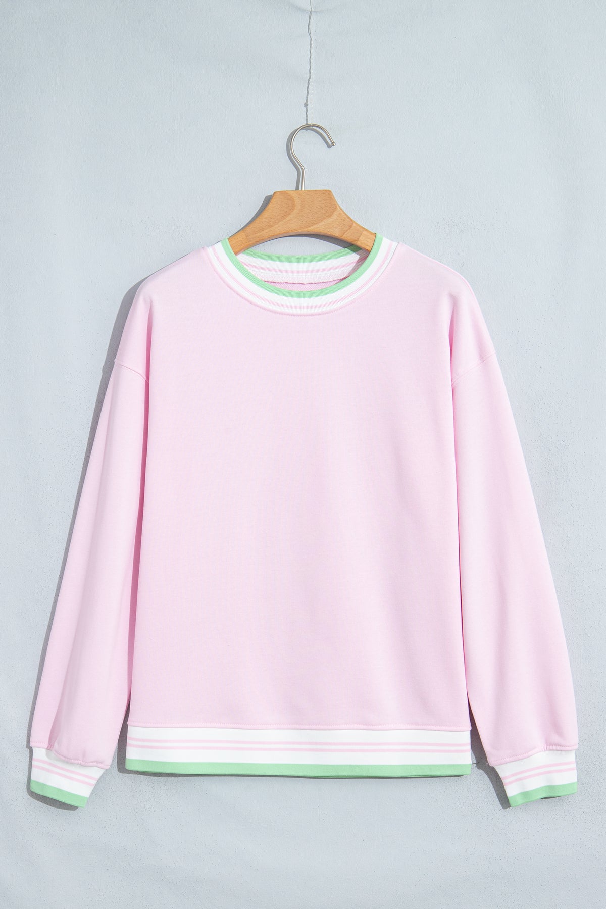Racing Red Contrast Striped Trim Baggy Pullover Sweatshirt