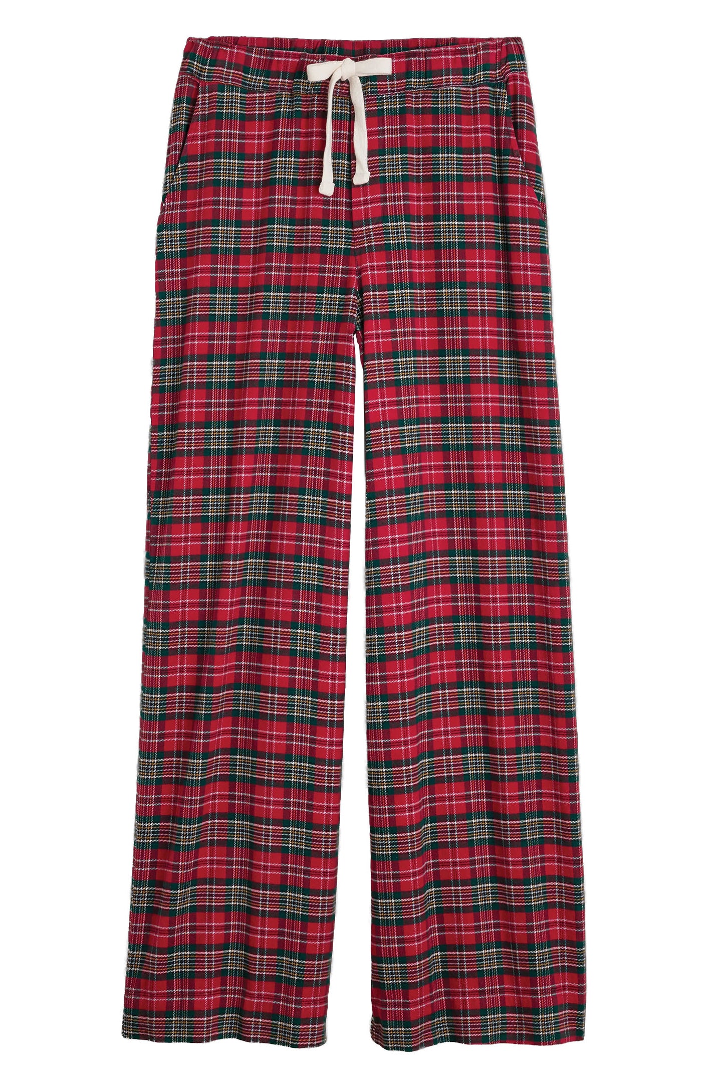 Red Casual Plaid Tie Waist Casual Wide Leg Pants