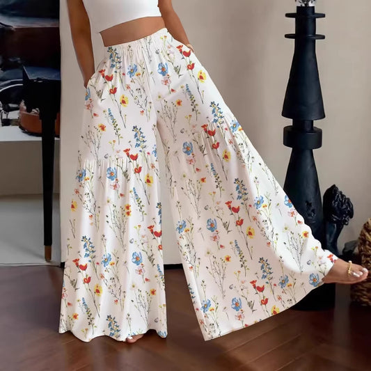 wide leg floral print pants