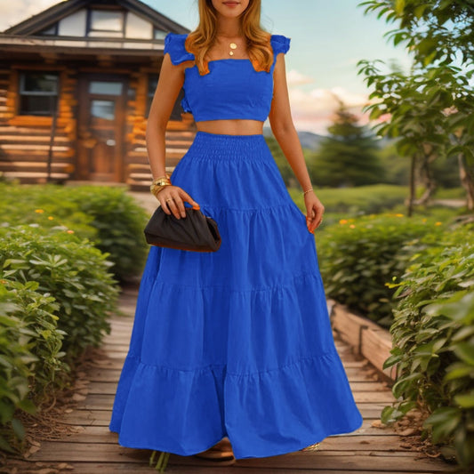 Casual long skirt, halter top two-piece set