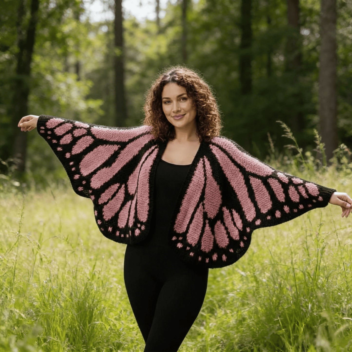Knitted shawl butterfly cape