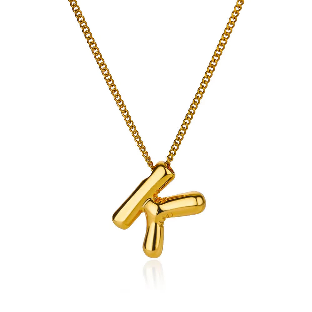 Bubble font letter pendant and chain