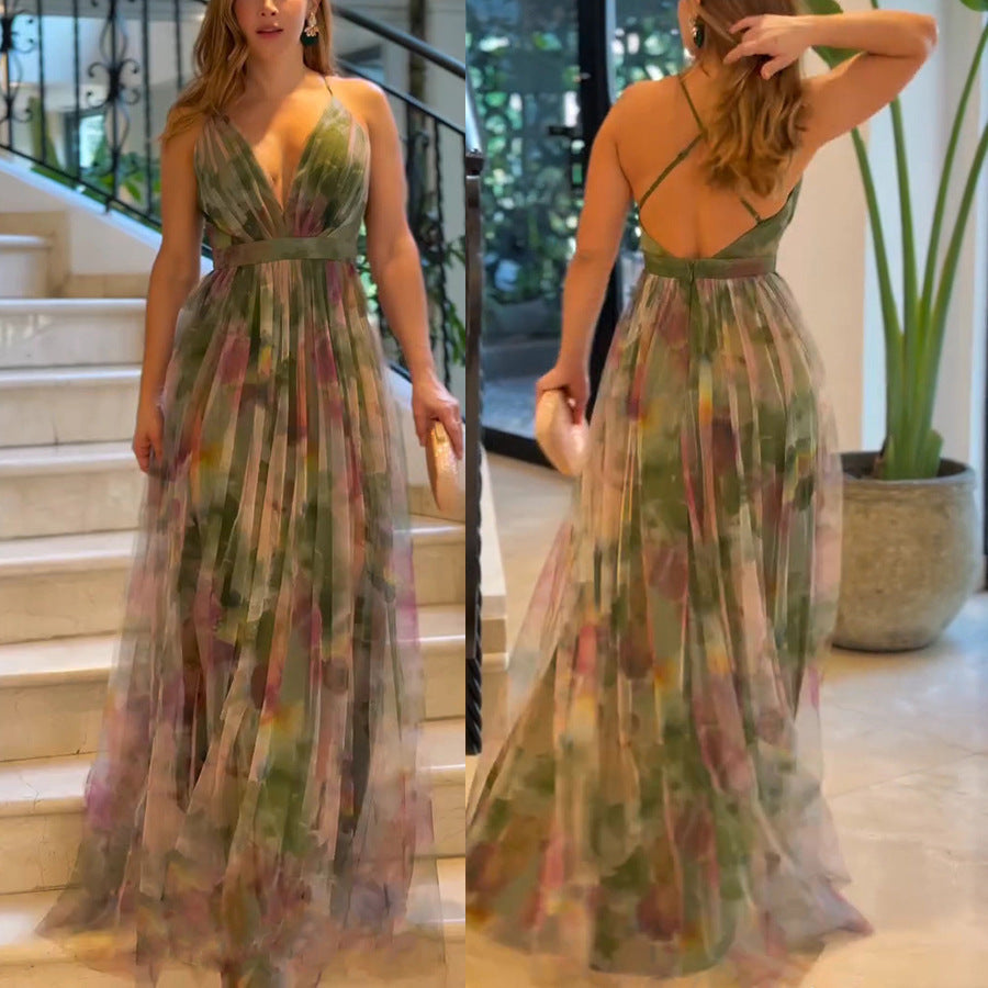 flowy printed party dress