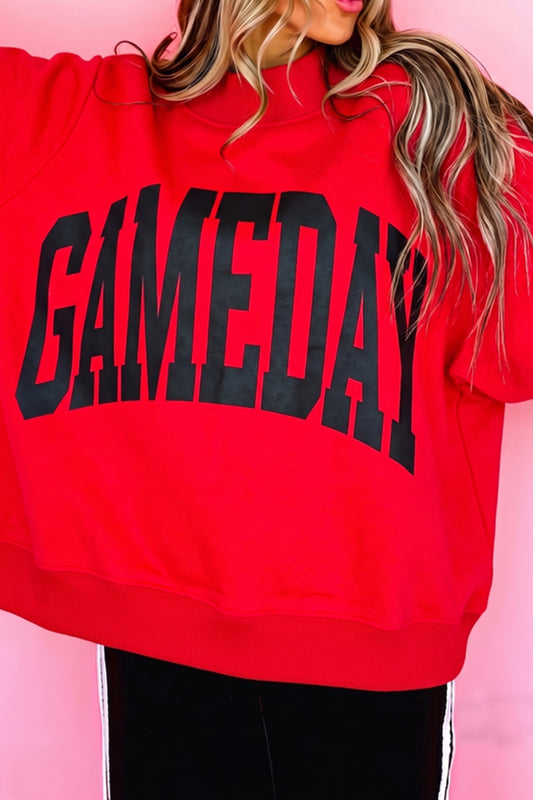Reversable Checkered Print High Neck Baggy Sweatshirt