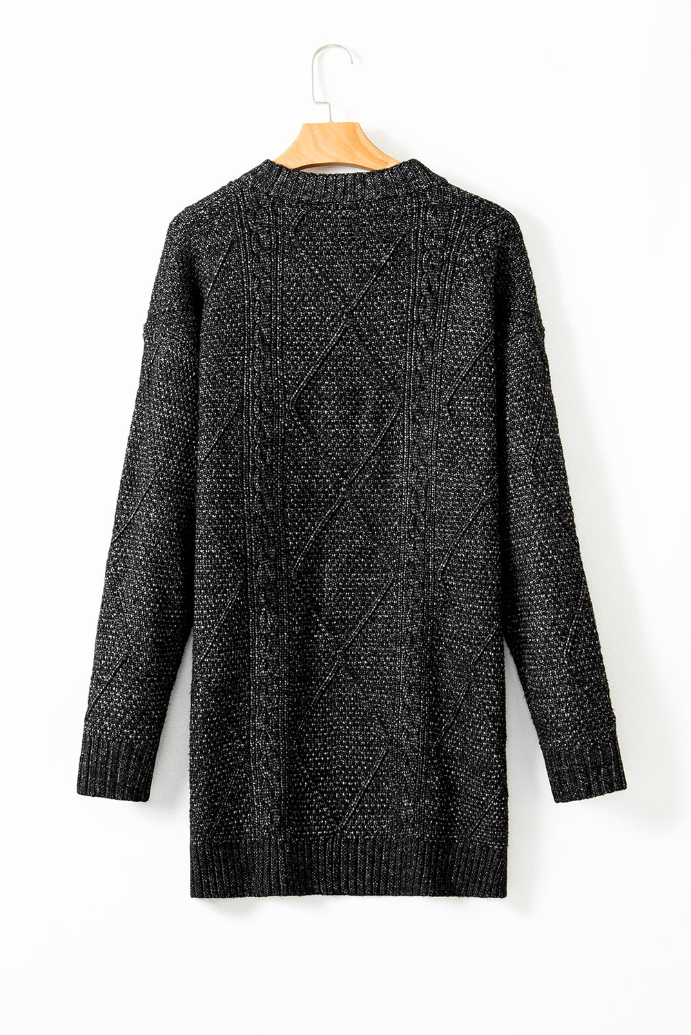 Burgundy Cable Knit Drop Shoulder Loose Fit Sweater Dress