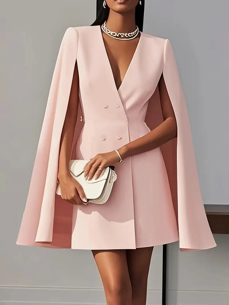 double-ed shawl cape solid color suit dress