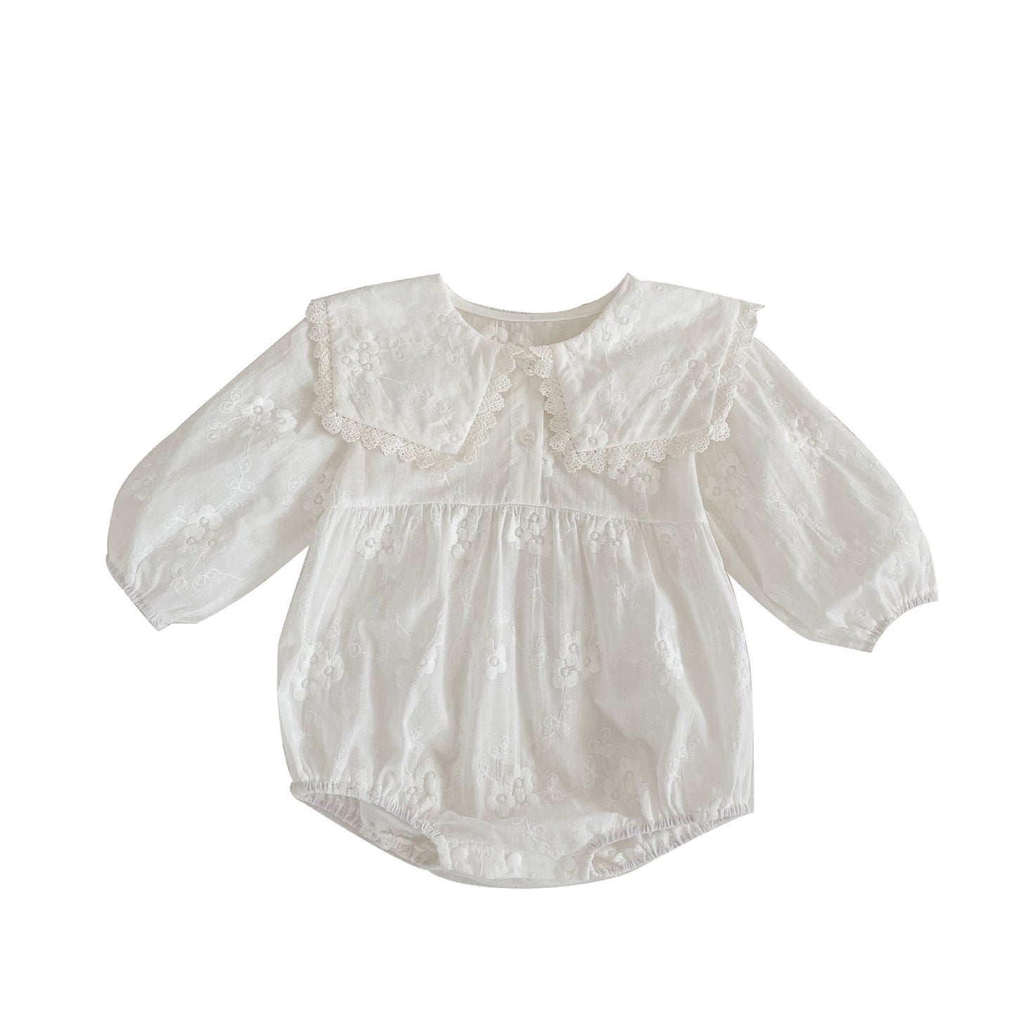 baby lace detailed bubble suit with collar