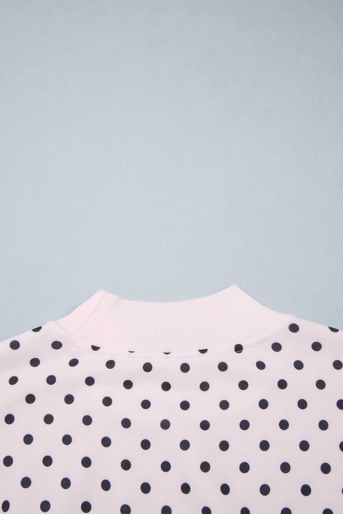 White Casual Polka Dot Mock Neck Sweatshirt