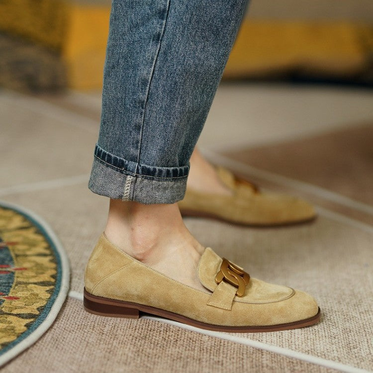 square heel, pointed toe loafer