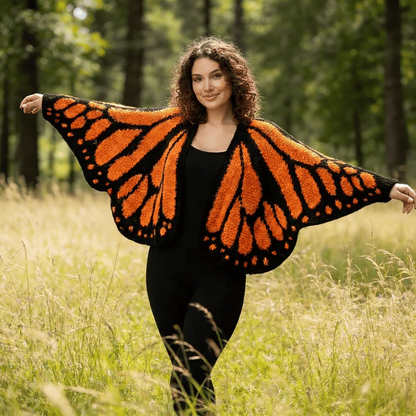 Knitted shawl butterfly cape