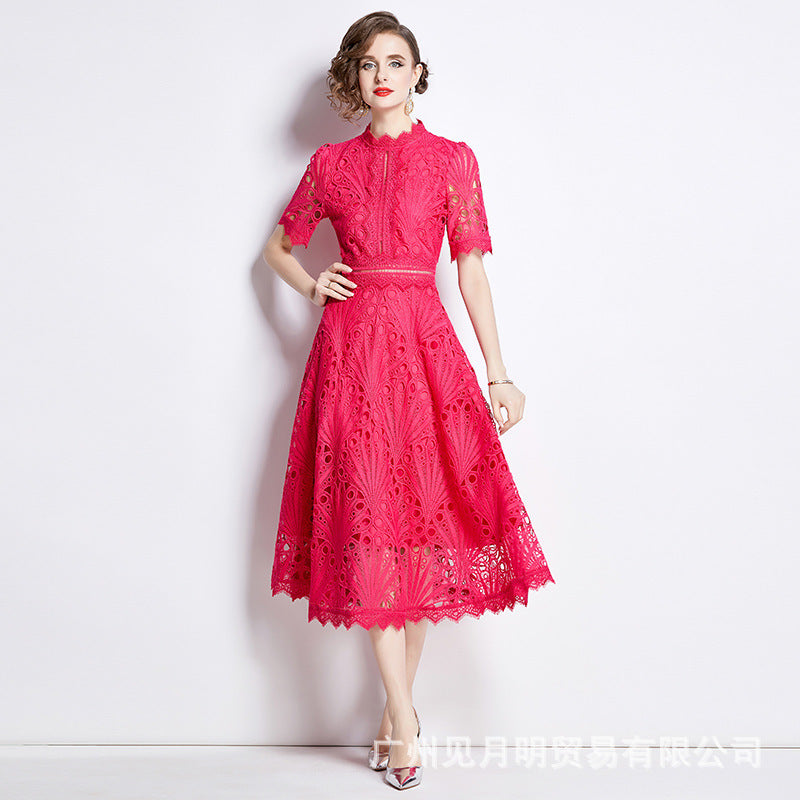 Women's lace dress with crochet embroidery