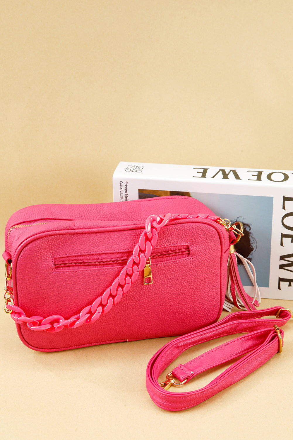 Strawberry Pink Acrylic Handbag Chain Strap