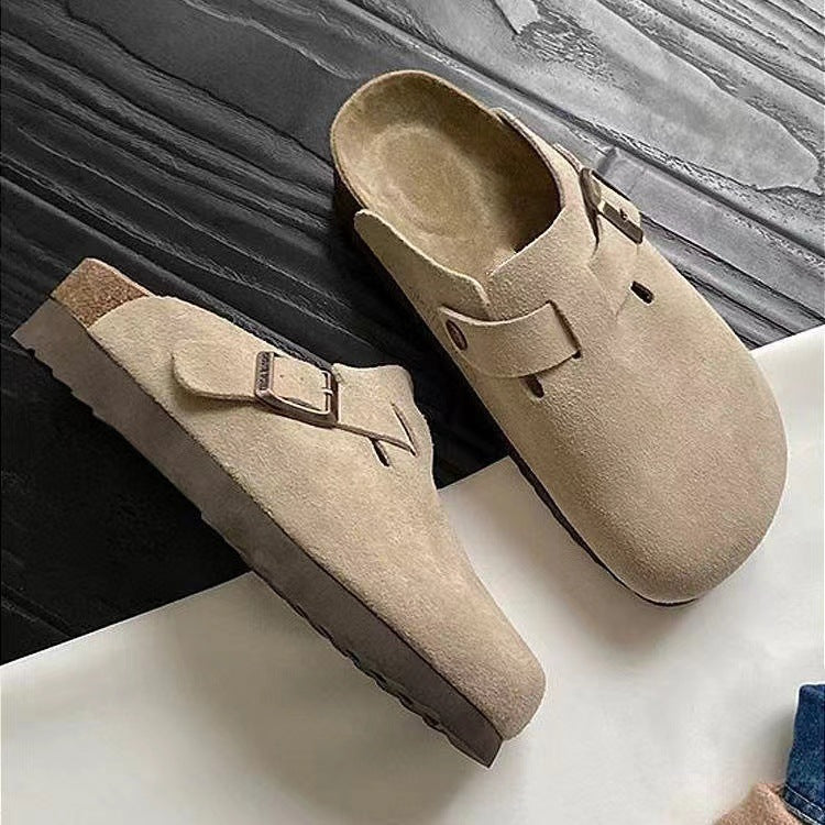 faux suede slip on clogs
