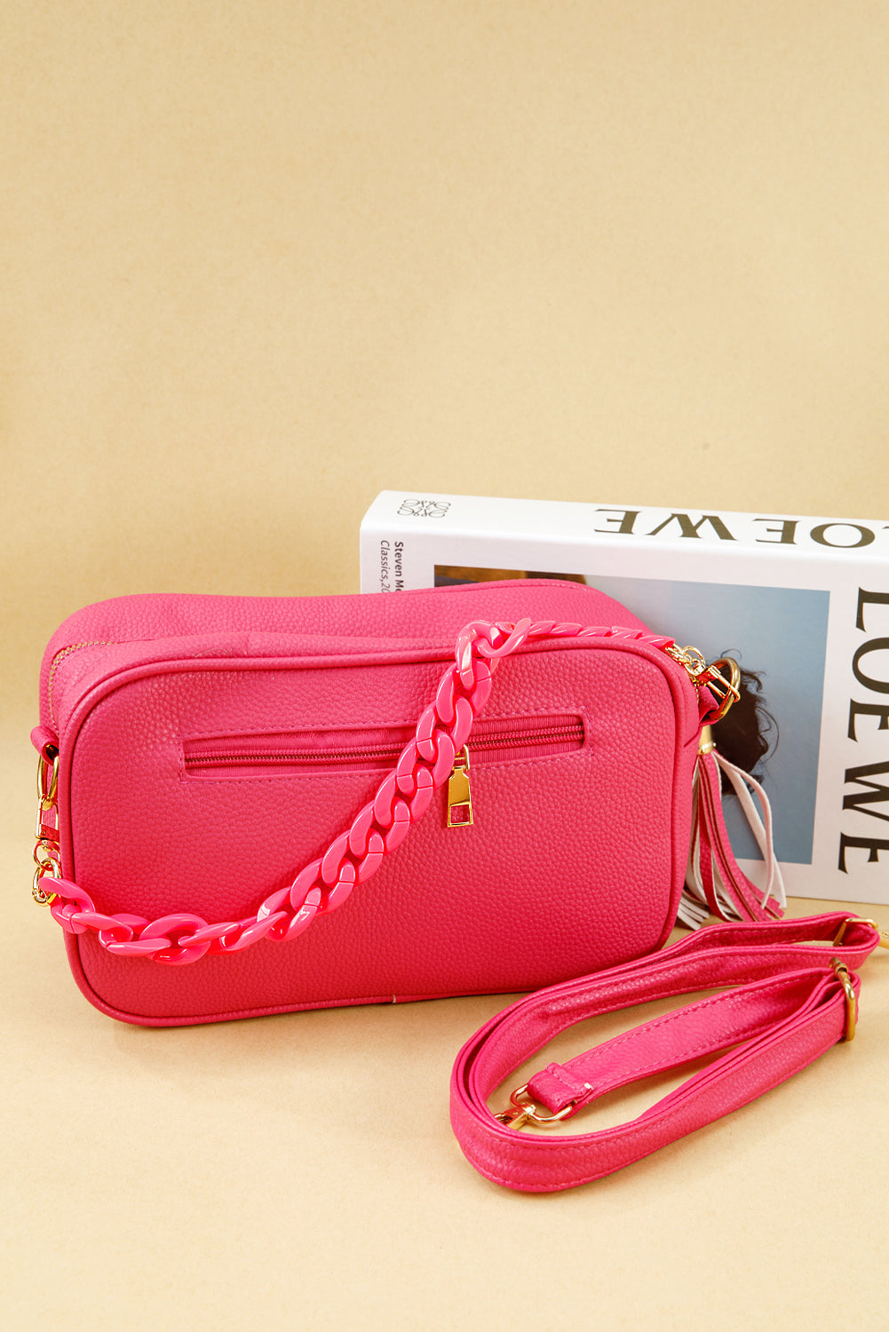 Strawberry Pink Acrylic Handbag Chain Strap