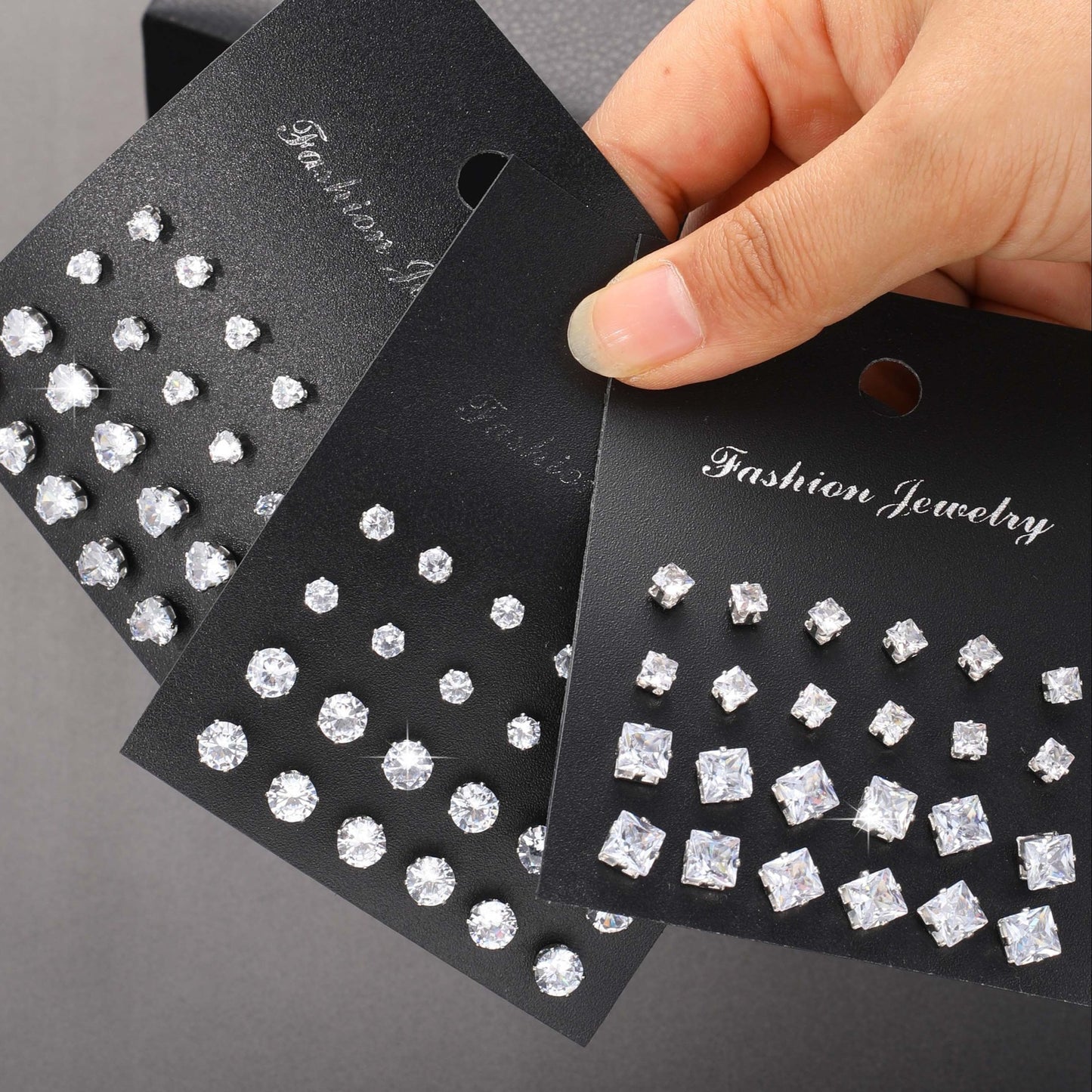 set of elegant six-pronged crystal ear studs