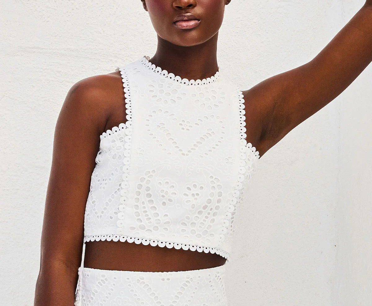 detailed eyelet two-piece set