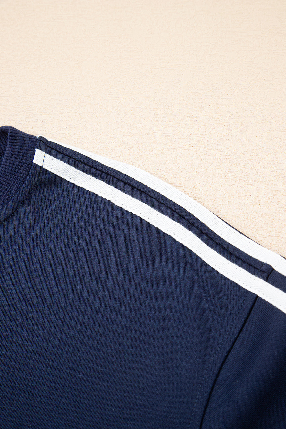 Dirty Blue Varsity Striped Detail Cropped Pullover Wide Leg Pants 2pcs Outfit