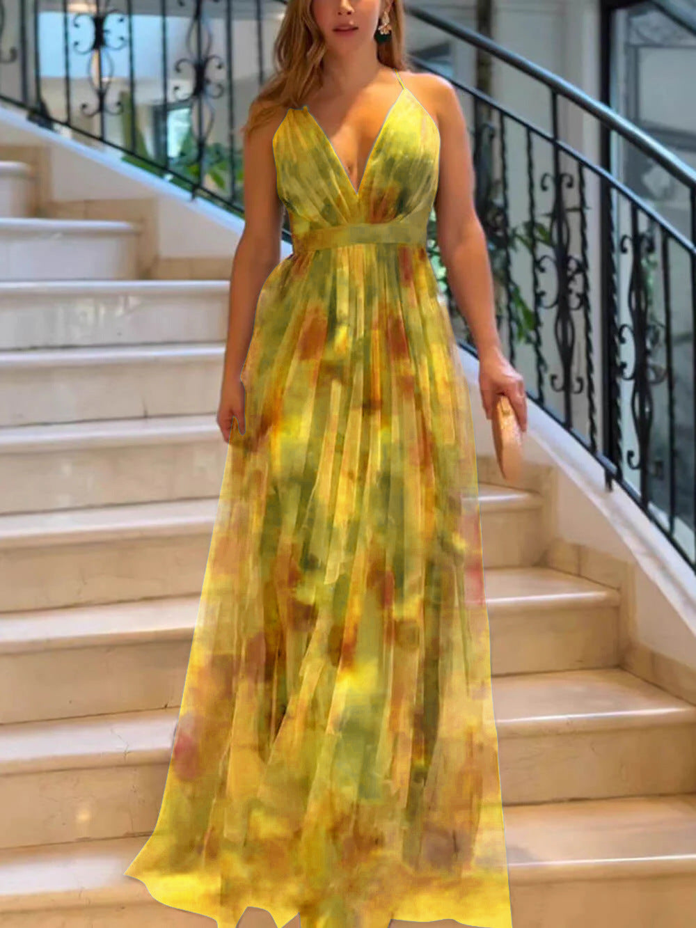flowy printed party dress