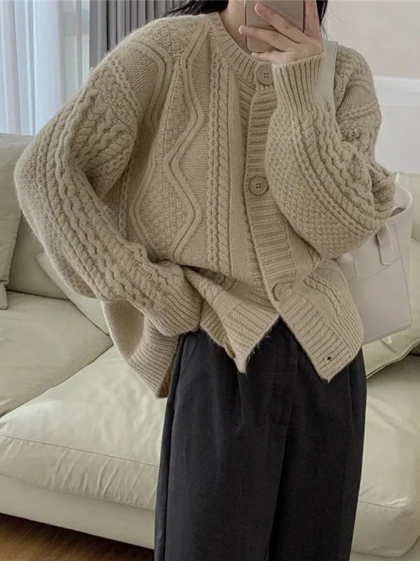 Women's cable knitted cardigan