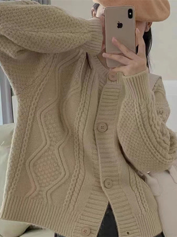 Women's cable knitted cardigan