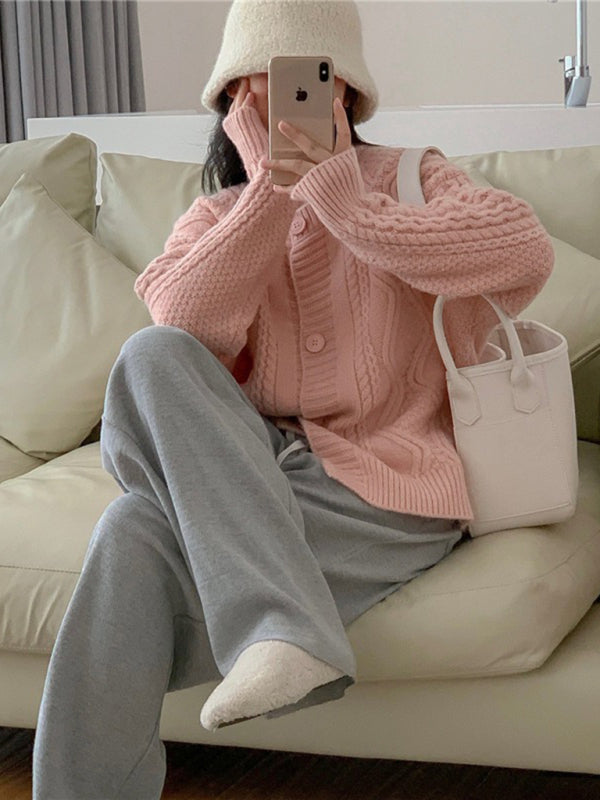 Women's cable knitted cardigan