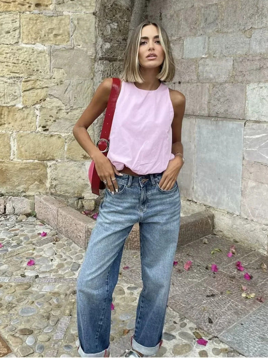 Balloon Pink Sleeveless Tank Top