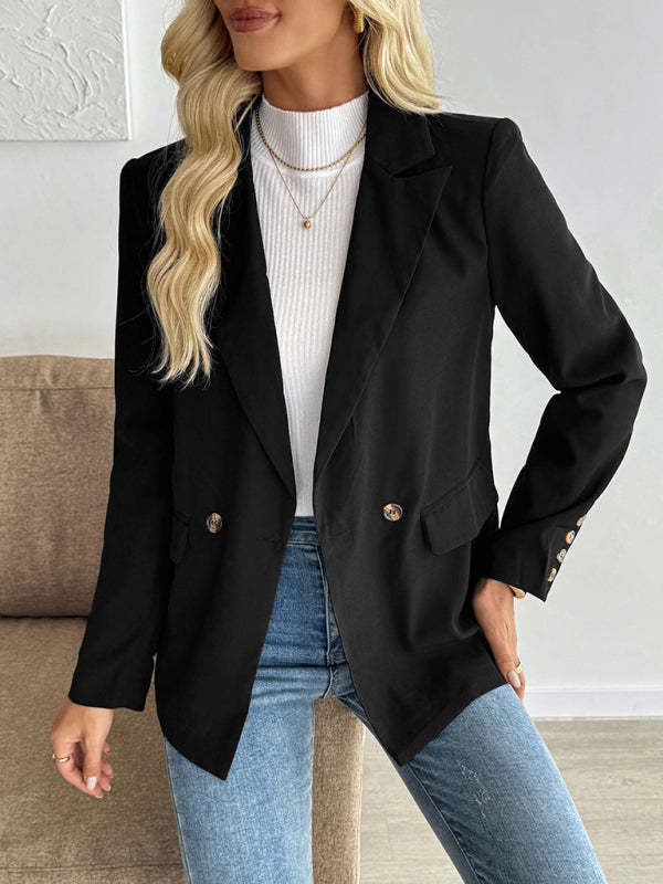 Fashionable, simple and casual commuter suit collar black suit jacket