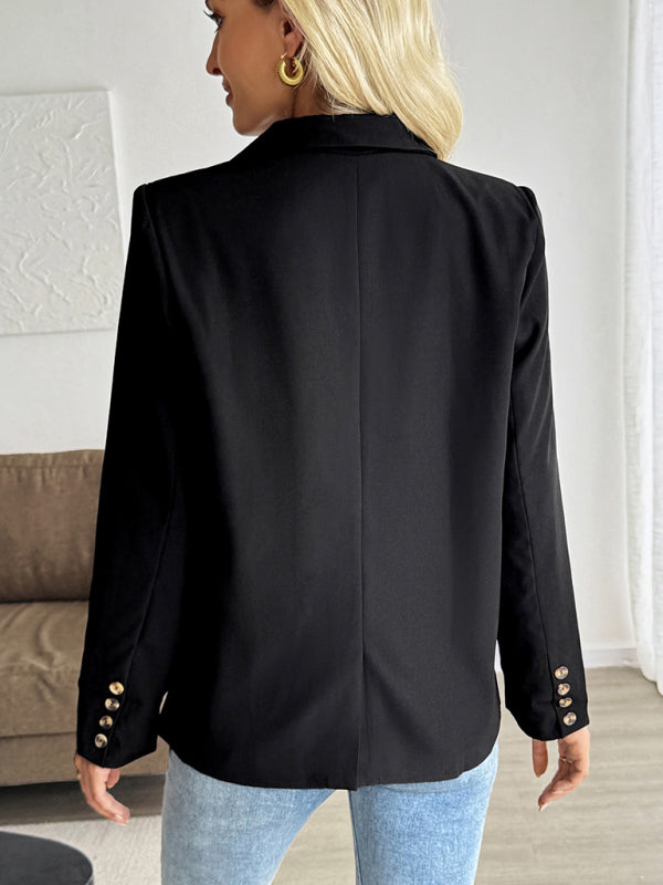 Fashionable, simple and casual commuter suit collar black suit jacket