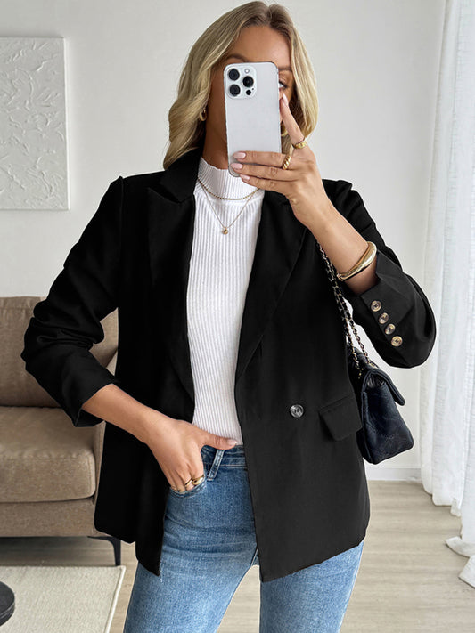 Fashionable, simple and casual commuter suit collar black suit jacket